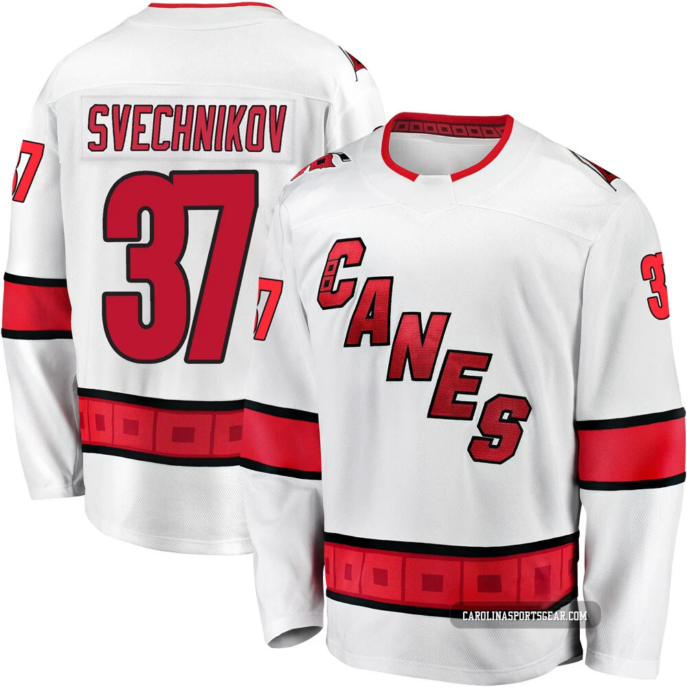 Men's Andrei Svechnikov ＃37 Premier White Carolina Hurricanes Breakaway Away Jersey