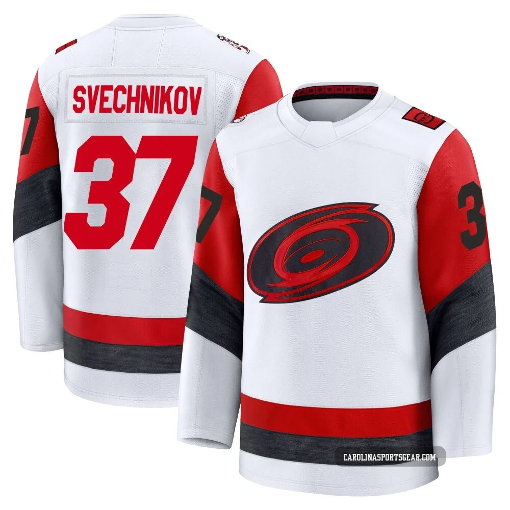 Men's Andrei Svechnikov ＃37 White Carolina Hurricanes Premium Away 2025 Jersey