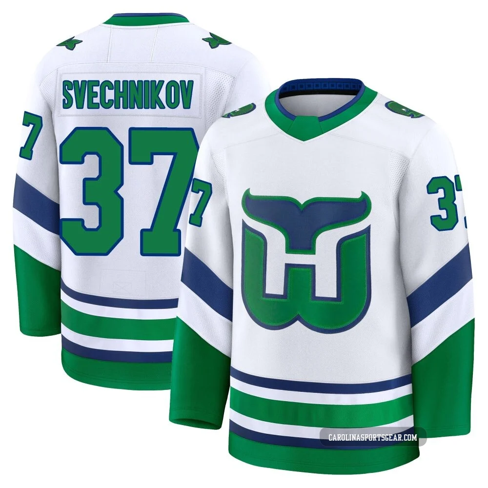 Men's Andrei Svechnikov ＃37 White Carolina Hurricanes Premium Throwback Jersey