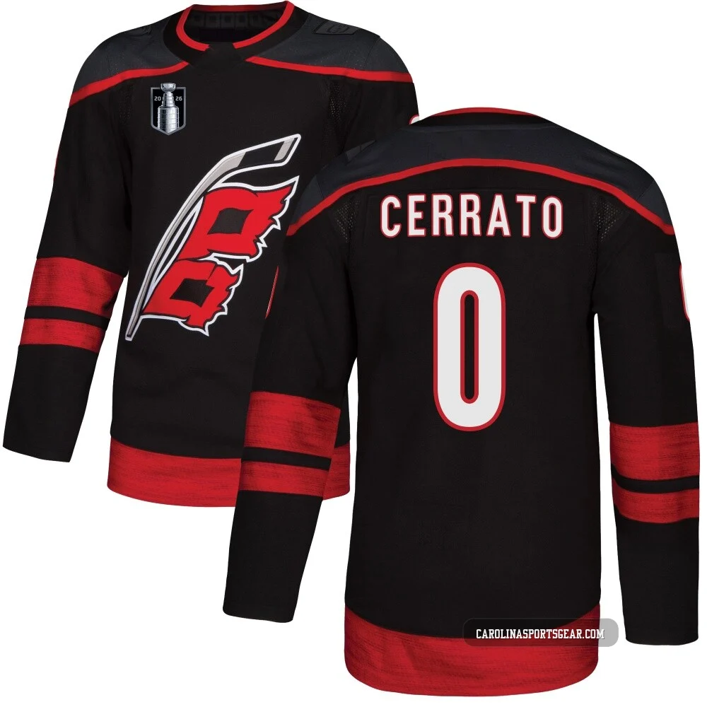 Men's Charlie Cerrato ＃0 Authentic Black Carolina Hurricanes Alternate 2026 Stanley Cup Final Jersey