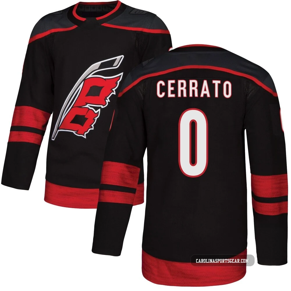 Men's Charlie Cerrato ＃0 Authentic Black Carolina Hurricanes Alternate Jersey