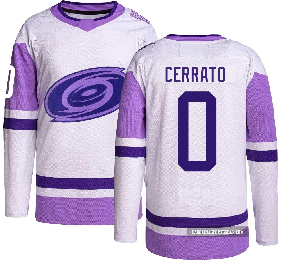 Men's Charlie Cerrato ＃0 Authentic Carolina Hurricanes Hockey Fights Cancer Jersey