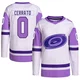 Men's Charlie Cerrato ＃0 Authentic White/Purple Carolina Hurricanes Hockey Fights Cancer Primegreen Jersey