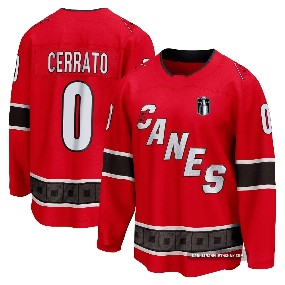 Men's Charlie Cerrato ＃0 Red Carolina Hurricanes Breakaway Special Edition 2.0 2026 Stanley Cup Final Jersey