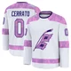Men's Charlie Cerrato ＃0 White Carolina Hurricanes 2024 Hockey Fights Cancer Practice Premium Jersey