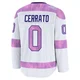 Men's Charlie Cerrato ＃0 White Carolina Hurricanes 2024 Hockey Fights Cancer Practice Premium Jersey