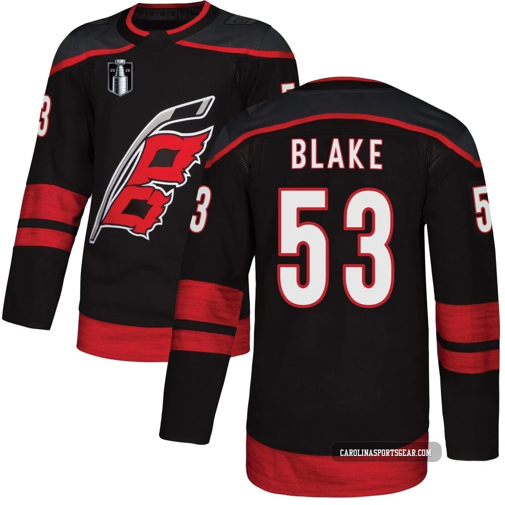 Men's Jackson Blake ＃53 Authentic Black Carolina Hurricanes Alternate 2026 Stanley Cup Final Jersey