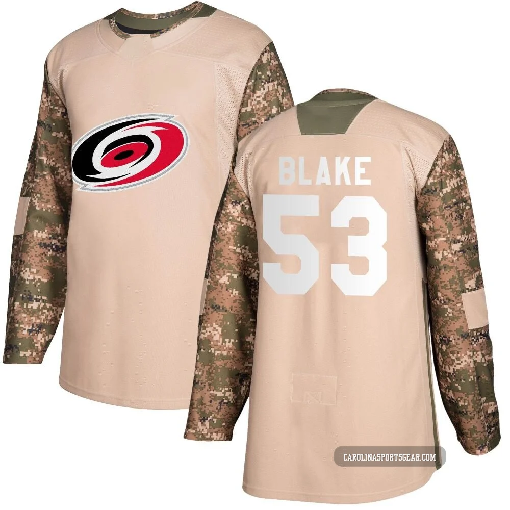 Men's Jackson Blake ＃53 Authentic Camo Carolina Hurricanes Veterans Day Practice Jersey