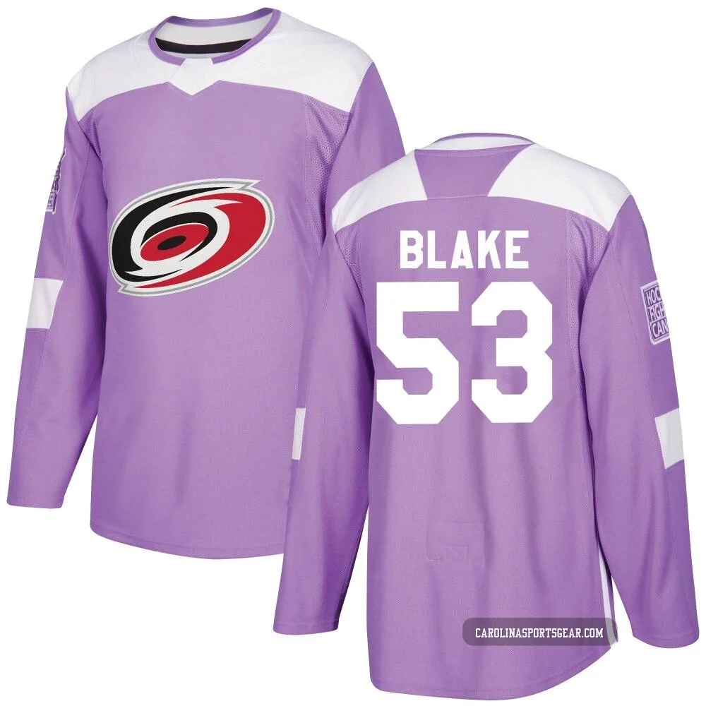 Men's Jackson Blake ＃53 Authentic Purple Carolina Hurricanes Fights Cancer Practice Jersey