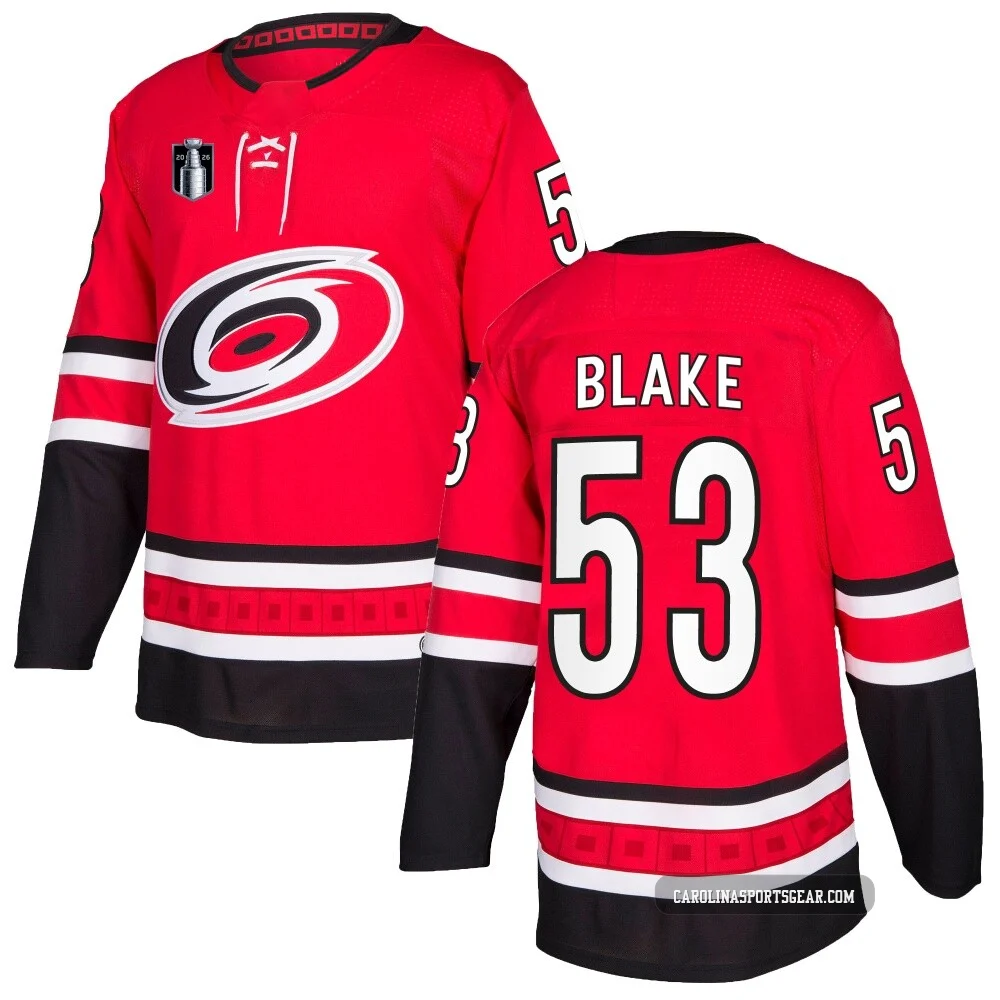Men's Jackson Blake ＃53 Authentic Red Carolina Hurricanes Home 2026 Stanley Cup Final Jersey