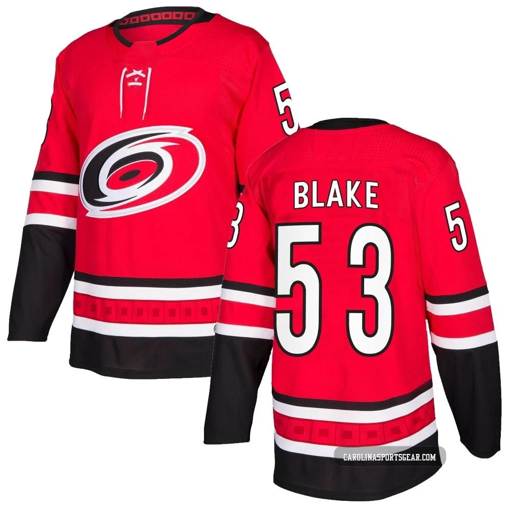 Men's Jackson Blake ＃53 Authentic Red Carolina Hurricanes Home Jersey