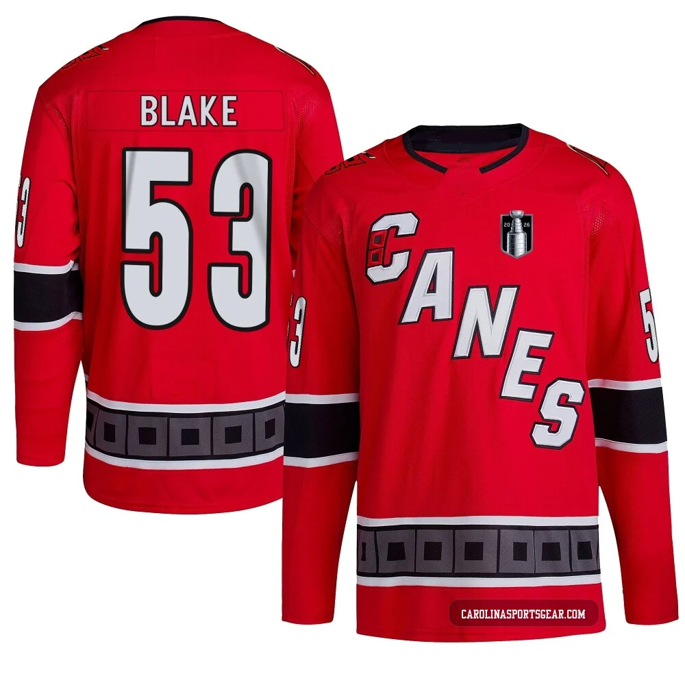 Men's Jackson Blake ＃53 Authentic Red Carolina Hurricanes Reverse Retro 2.0 2026 Stanley Cup Final Jersey
