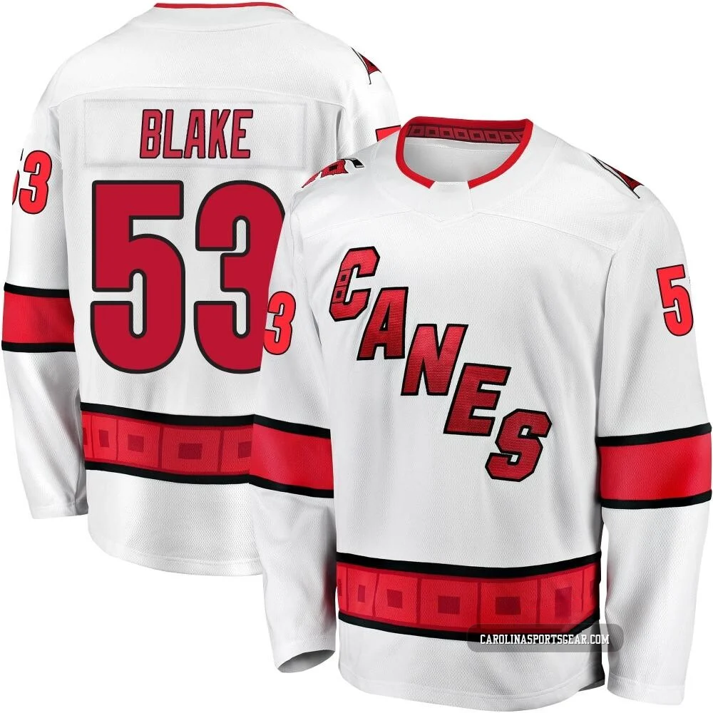 Men's Jackson Blake ＃53 Premier White Carolina Hurricanes Breakaway Away Jersey