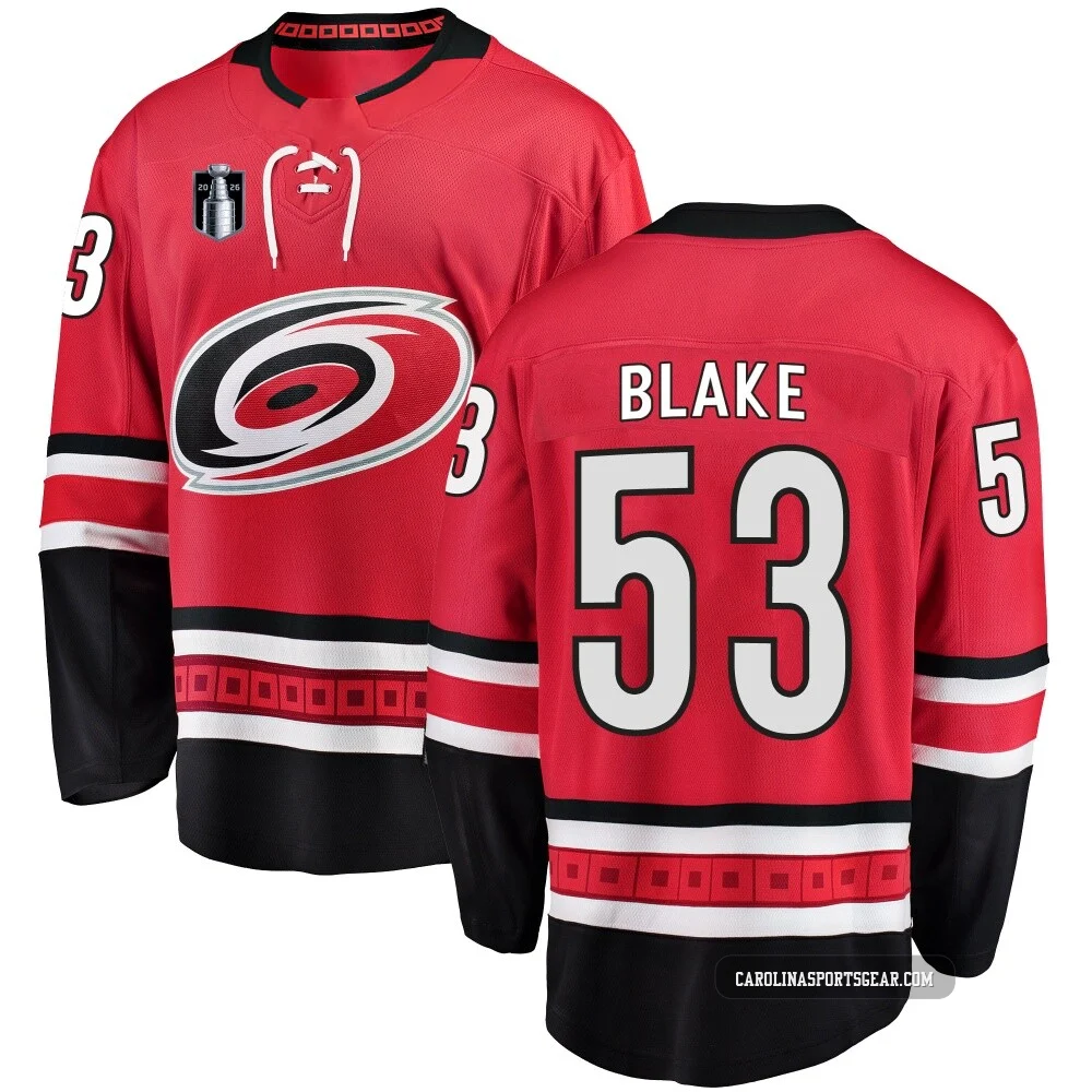 Men's Jackson Blake ＃53 Red Carolina Hurricanes Breakaway Home 2026 Stanley Cup Final Jersey