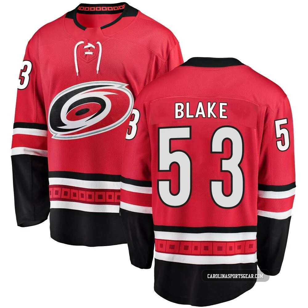 Men's Jackson Blake ＃53 Red Carolina Hurricanes Breakaway Home Jersey
