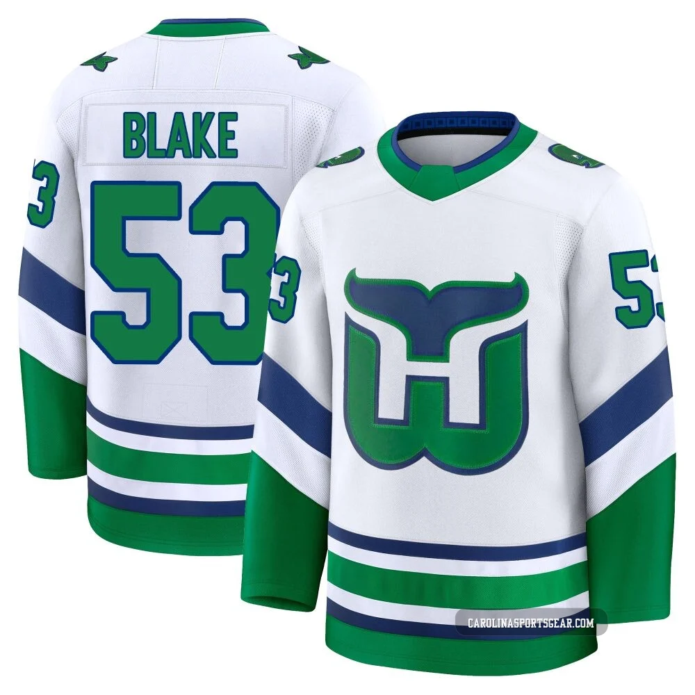 Men's Jackson Blake ＃53 White Carolina Hurricanes Premium Throwback Jersey