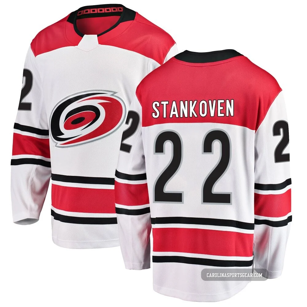 Men's Logan Stankoven ＃22 White Carolina Hurricanes Breakaway Away Jersey
