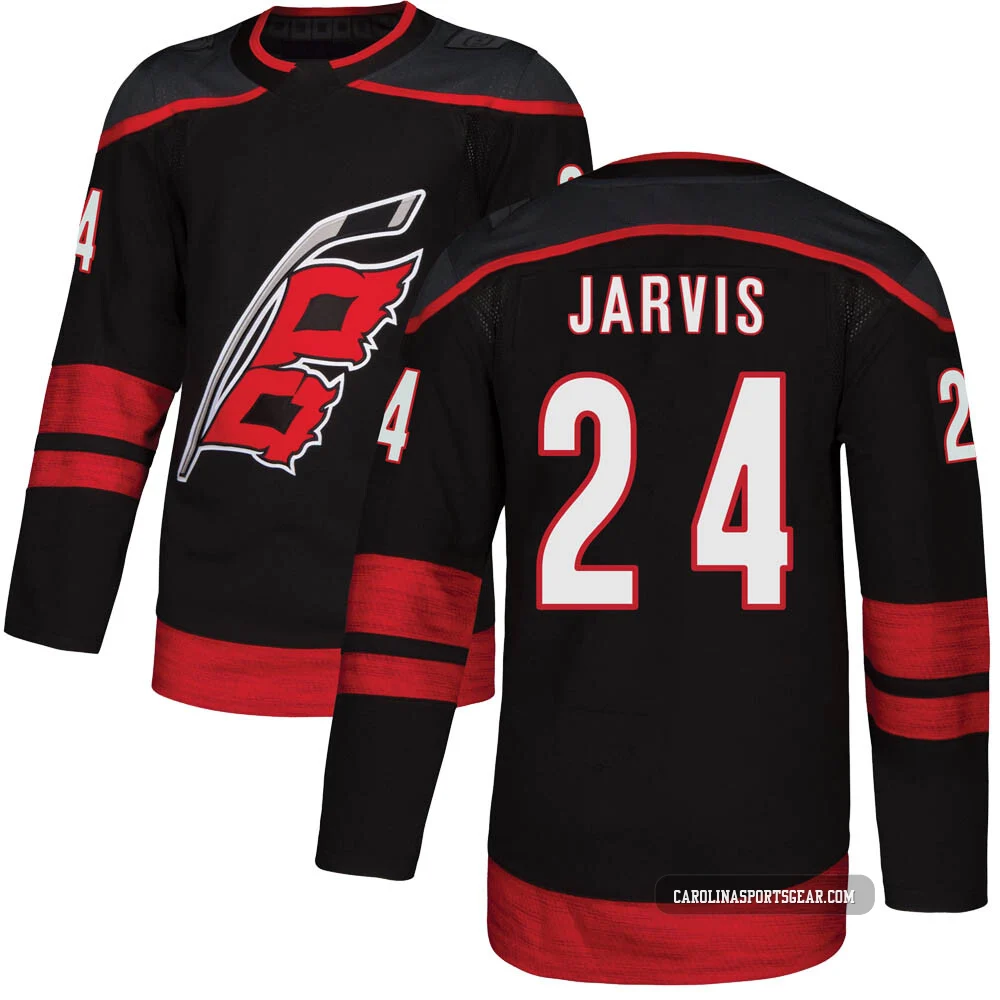 Men's Seth Jarvis ＃24 Authentic Black Carolina Hurricanes Alternate Jersey