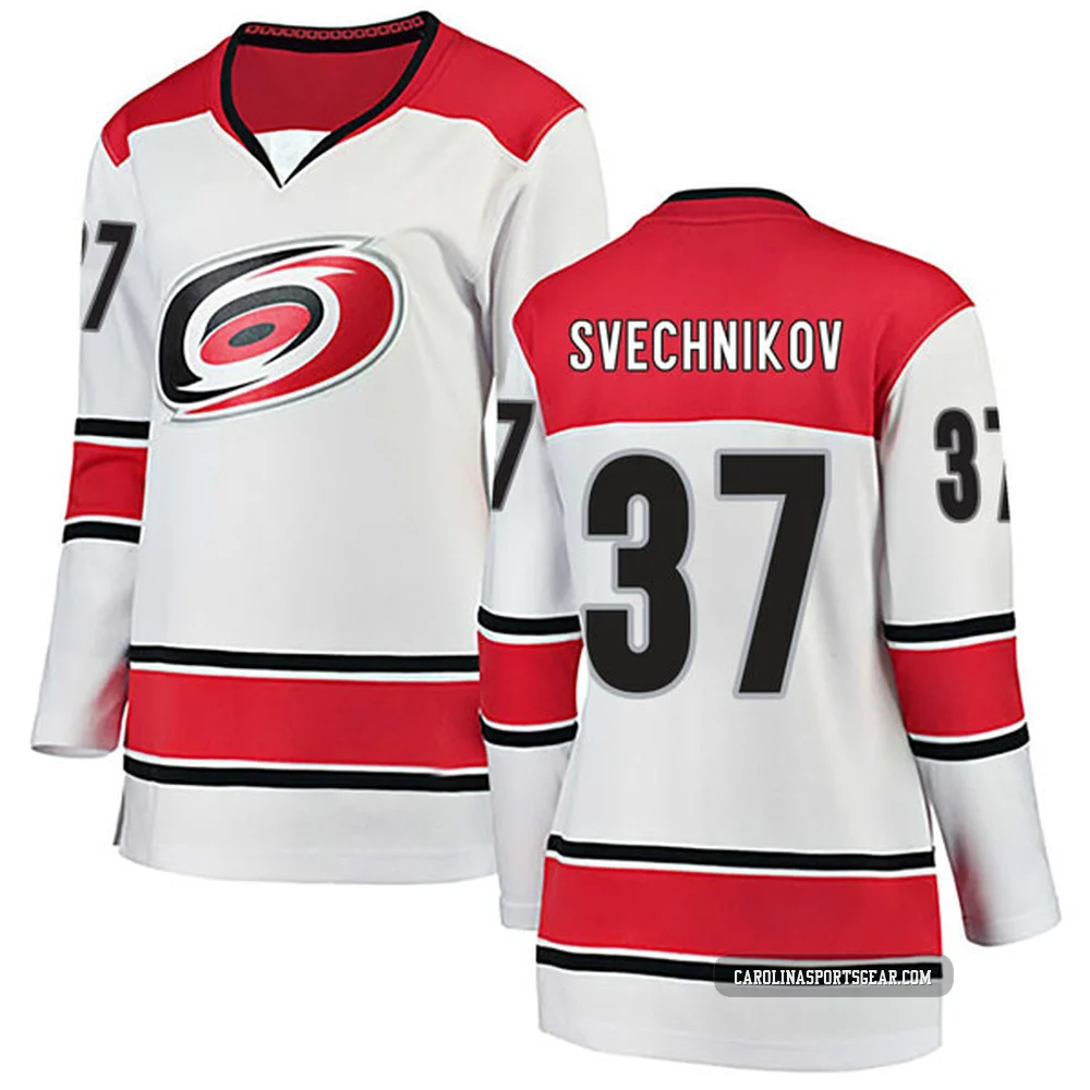 Women's Andrei Svechnikov ＃37 White Carolina Hurricanes Breakaway Away Jersey