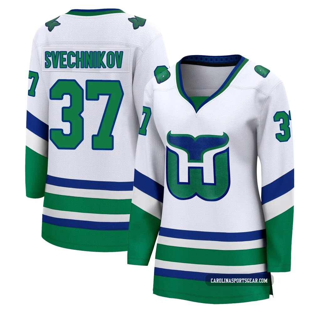 Women's Andrei Svechnikov ＃37 White Carolina Hurricanes Breakaway Throwback Jersey