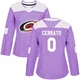 Women's Charlie Cerrato ＃0 Authentic Purple Carolina Hurricanes Fights Cancer Practice Jersey