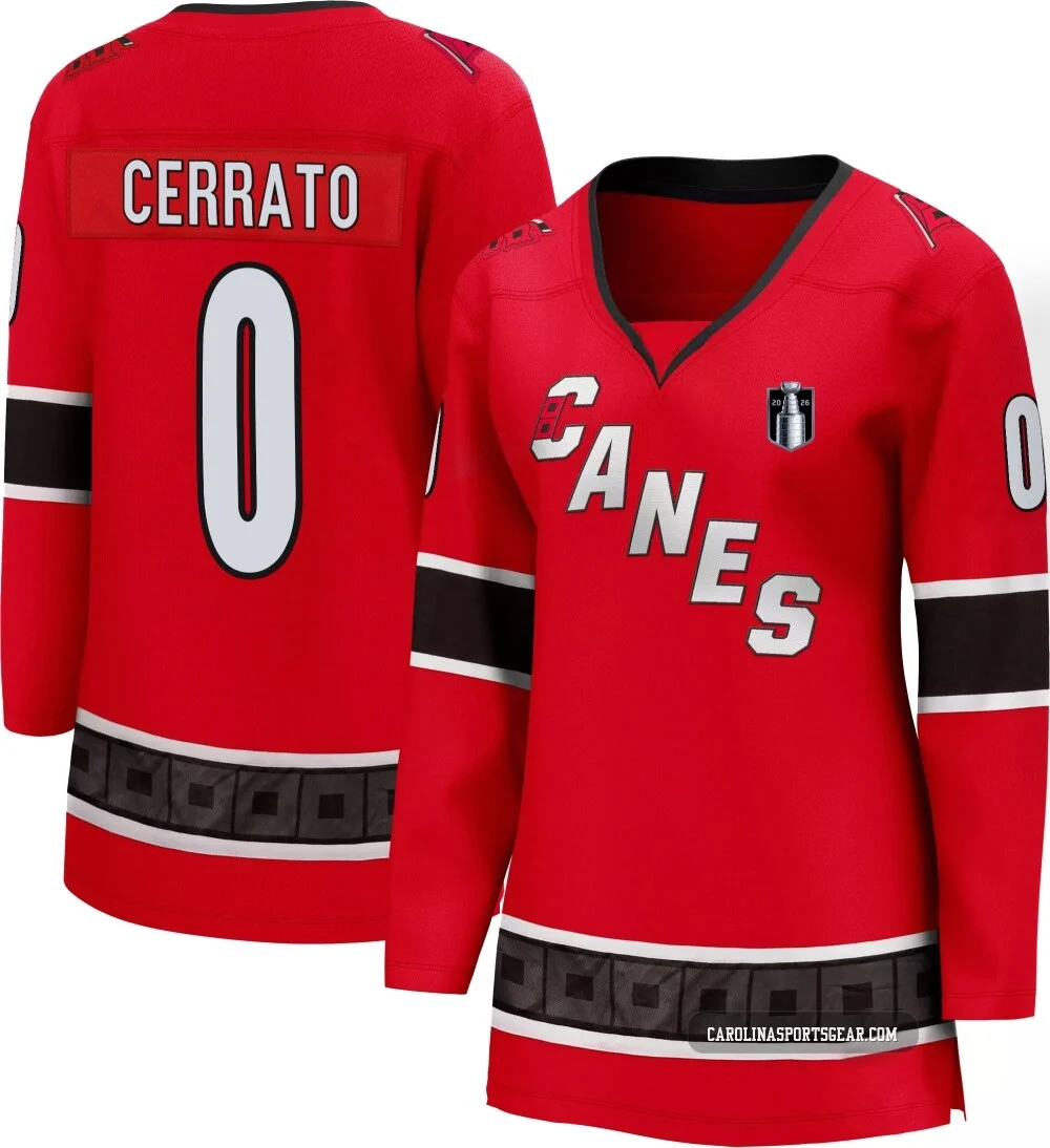 Women's Charlie Cerrato ＃0 Red Carolina Hurricanes Breakaway Special Edition 2.0 2026 Stanley Cup Final Jersey