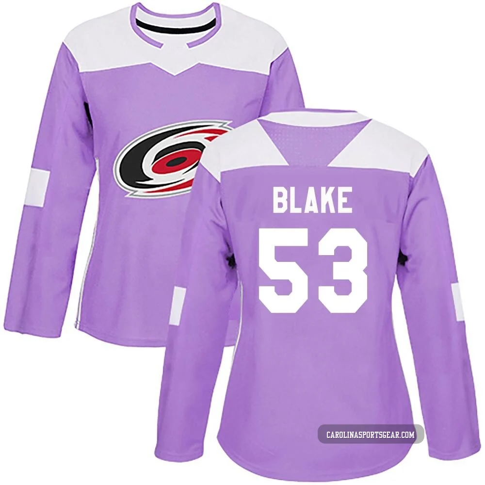 Women's Jackson Blake ＃53 Authentic Purple Carolina Hurricanes Fights Cancer Practice Jersey