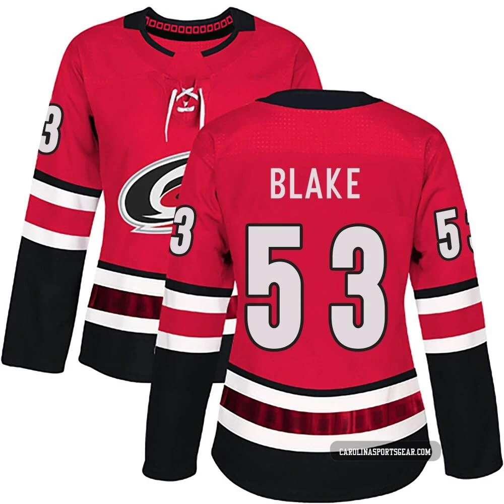 Women's Jackson Blake ＃53 Authentic Red Carolina Hurricanes Home Jersey