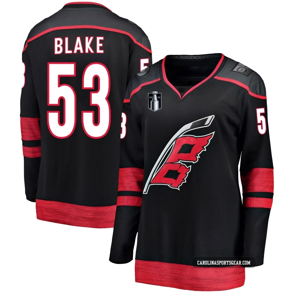 Women's Jackson Blake ＃53 Black Carolina Hurricanes Breakaway Alternate 2026 Stanley Cup Final Jersey