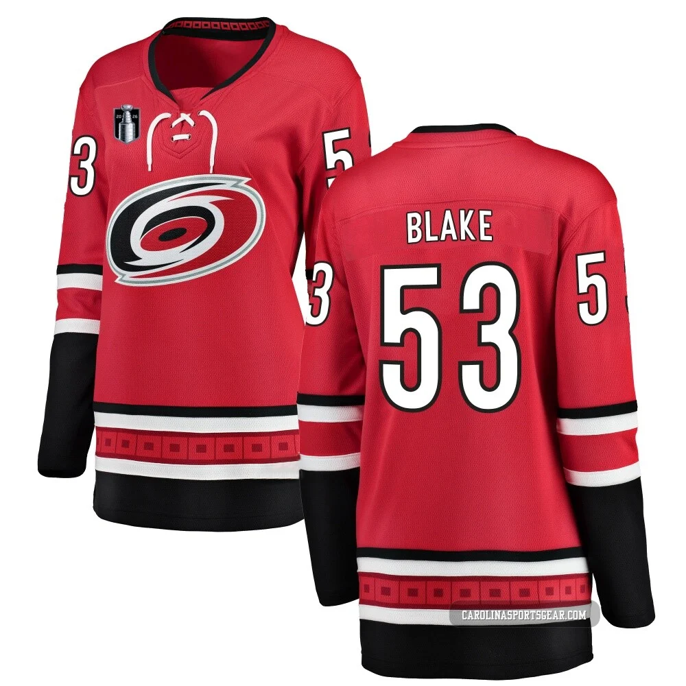 Women's Jackson Blake ＃53 Red Carolina Hurricanes Breakaway Home 2026 Stanley Cup Final Jersey
