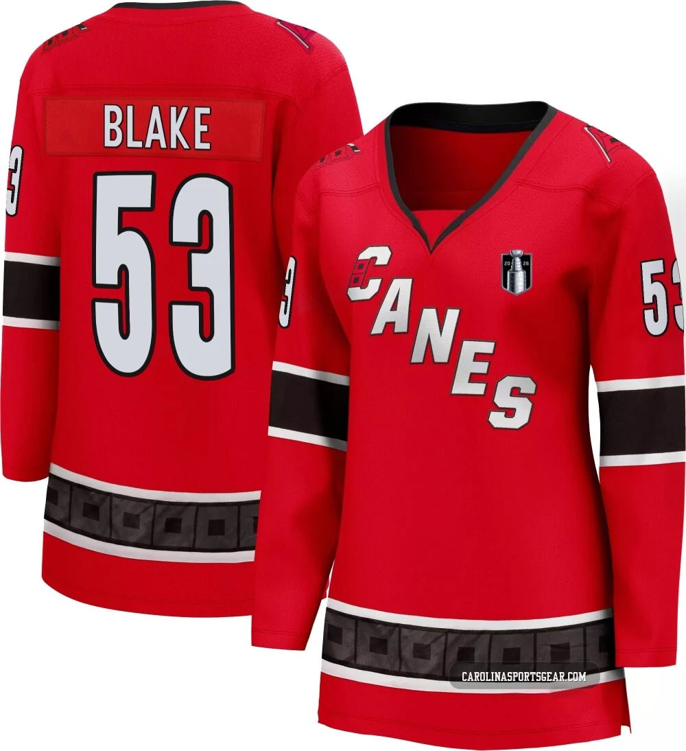 Women's Jackson Blake ＃53 Red Carolina Hurricanes Breakaway Special Edition 2.0 2026 Stanley Cup Final Jersey