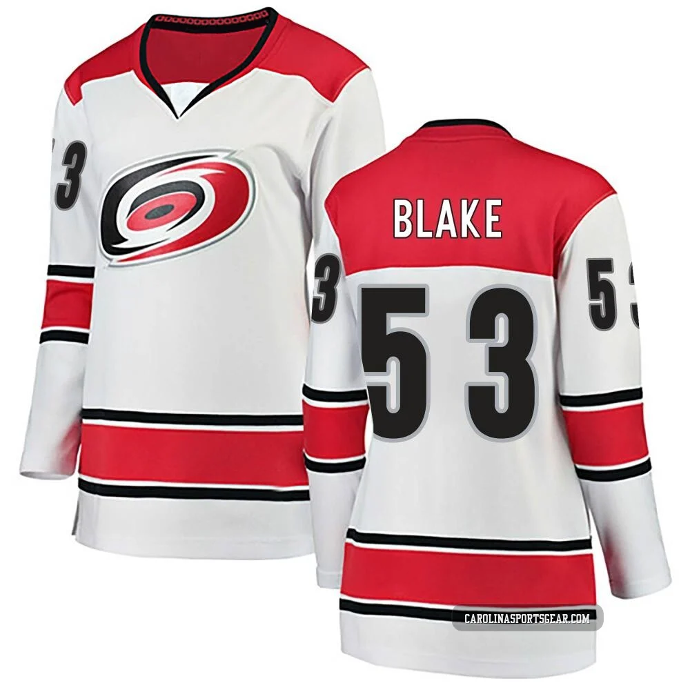 Women's Jackson Blake ＃53 White Carolina Hurricanes Breakaway Away Jersey