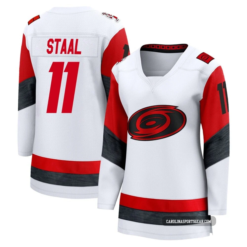 Women's Jordan Staal ＃11 White Carolina Hurricanes Breakaway Away 2025 Jersey