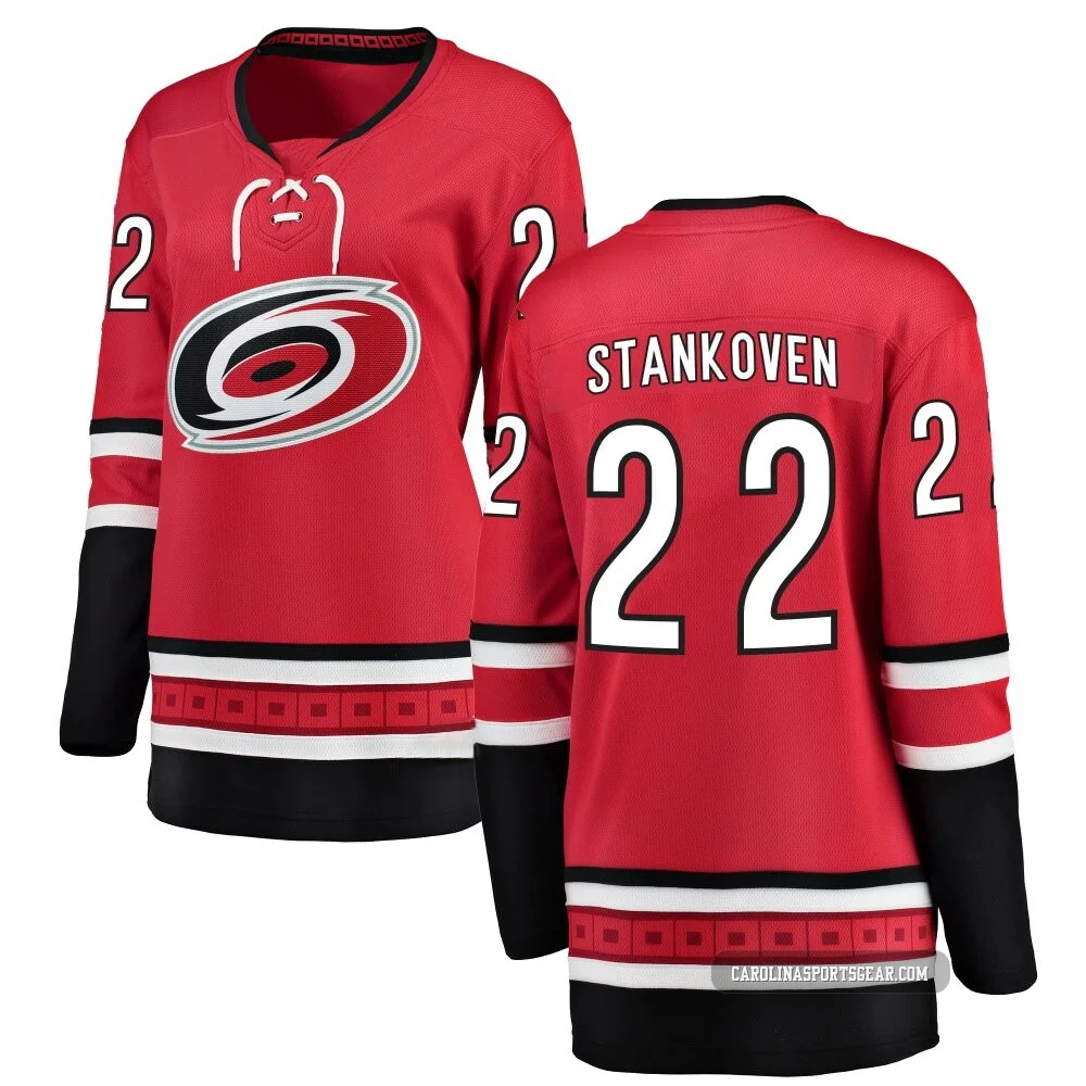 Women's Logan Stankoven ＃22 Red Carolina Hurricanes Breakaway Home Jersey
