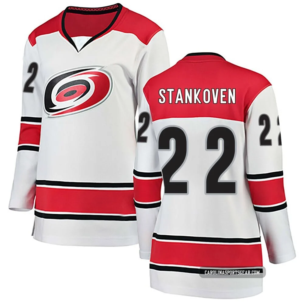 Women's Logan Stankoven ＃22 White Carolina Hurricanes Breakaway Away Jersey