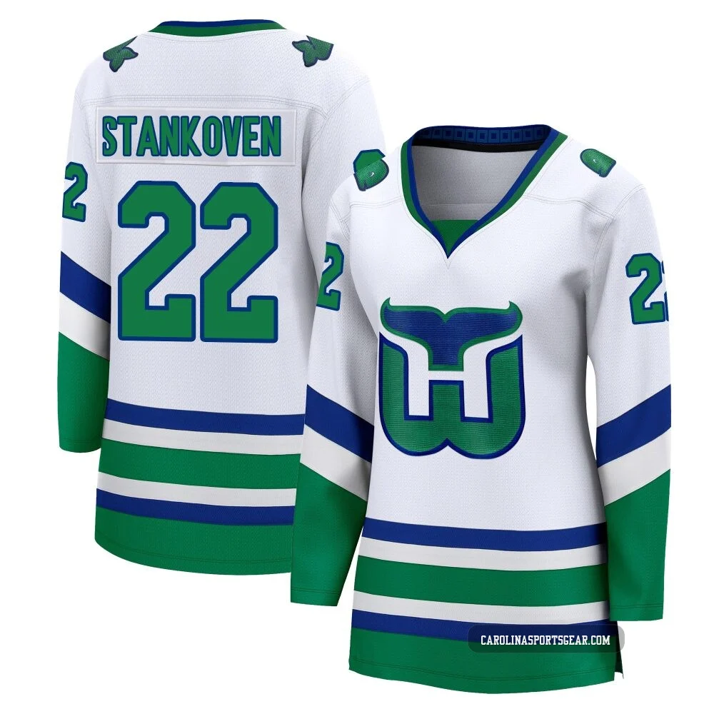 Women's Logan Stankoven ＃22 White Carolina Hurricanes Breakaway Throwback Jersey