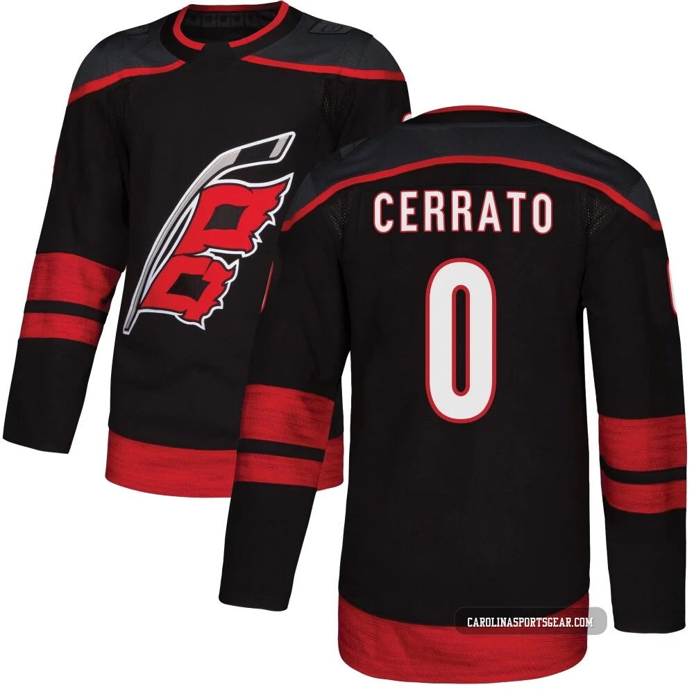 Youth Charlie Cerrato ＃0 Authentic Black Carolina Hurricanes Alternate Jersey