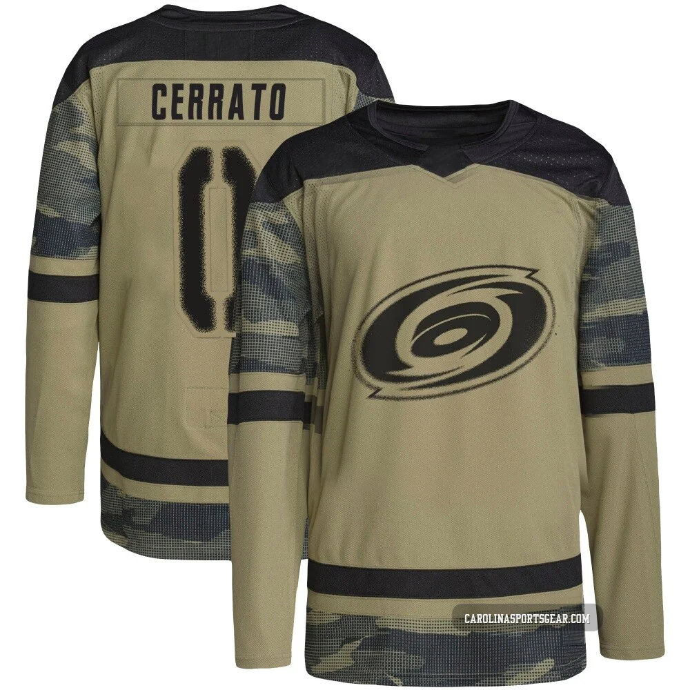 Youth Charlie Cerrato ＃0 Authentic Camo Carolina Hurricanes Military Appreciation Practice Jersey