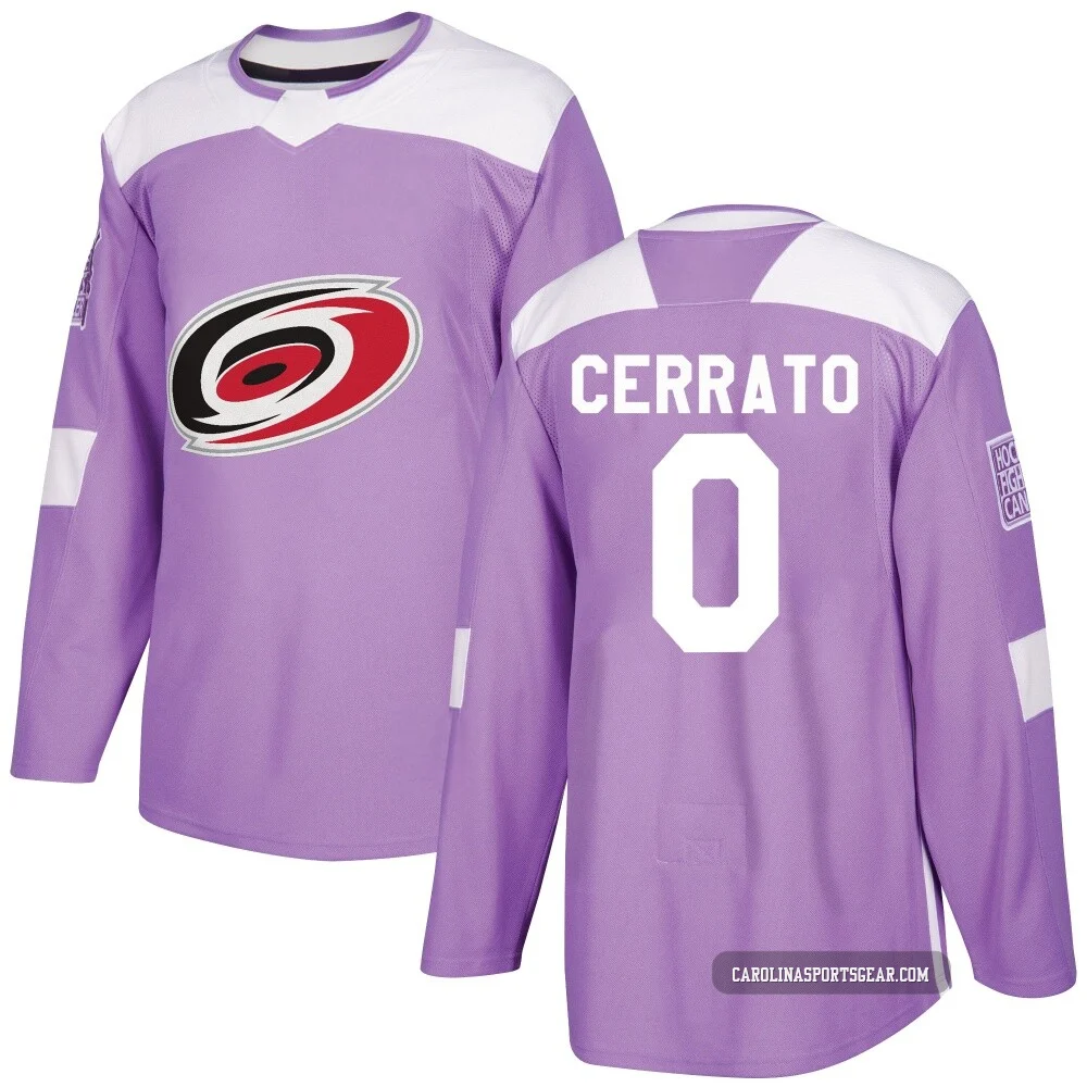 Youth Charlie Cerrato ＃0 Authentic Purple Carolina Hurricanes Fights Cancer Practice Jersey