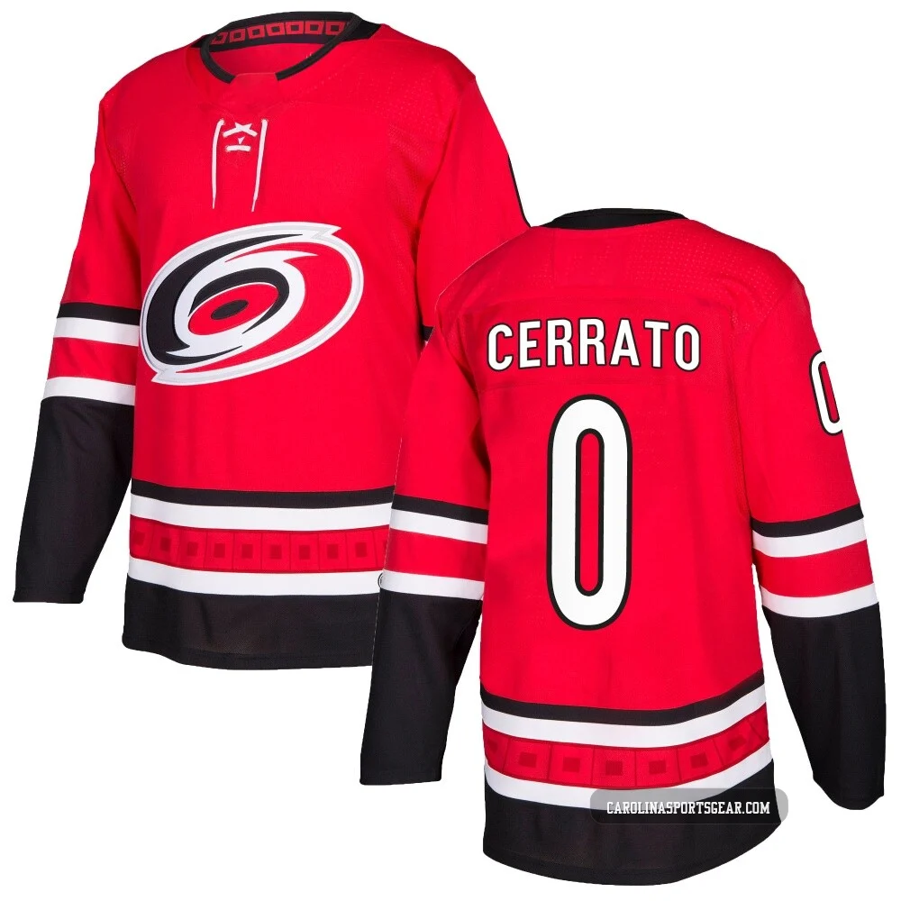 Youth Charlie Cerrato ＃0 Authentic Red Carolina Hurricanes Home Jersey
