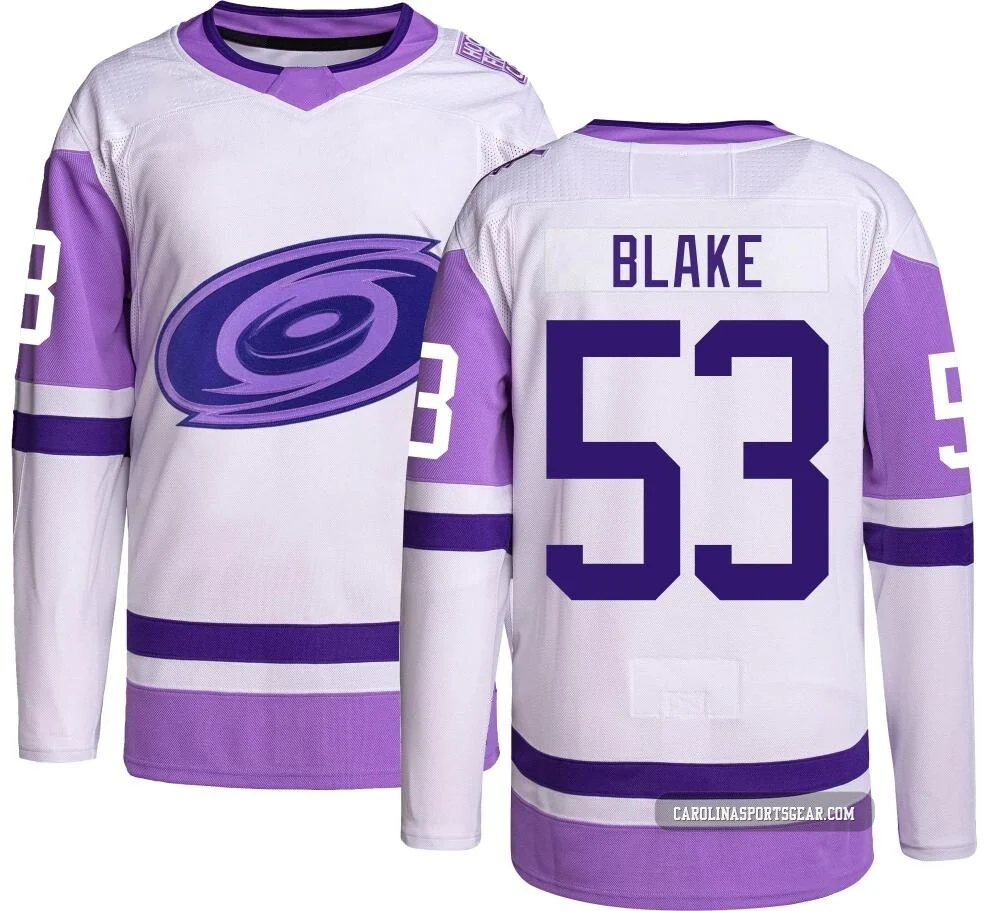 Youth Jackson Blake ＃53 Authentic Carolina Hurricanes Hockey Fights Cancer Jersey
