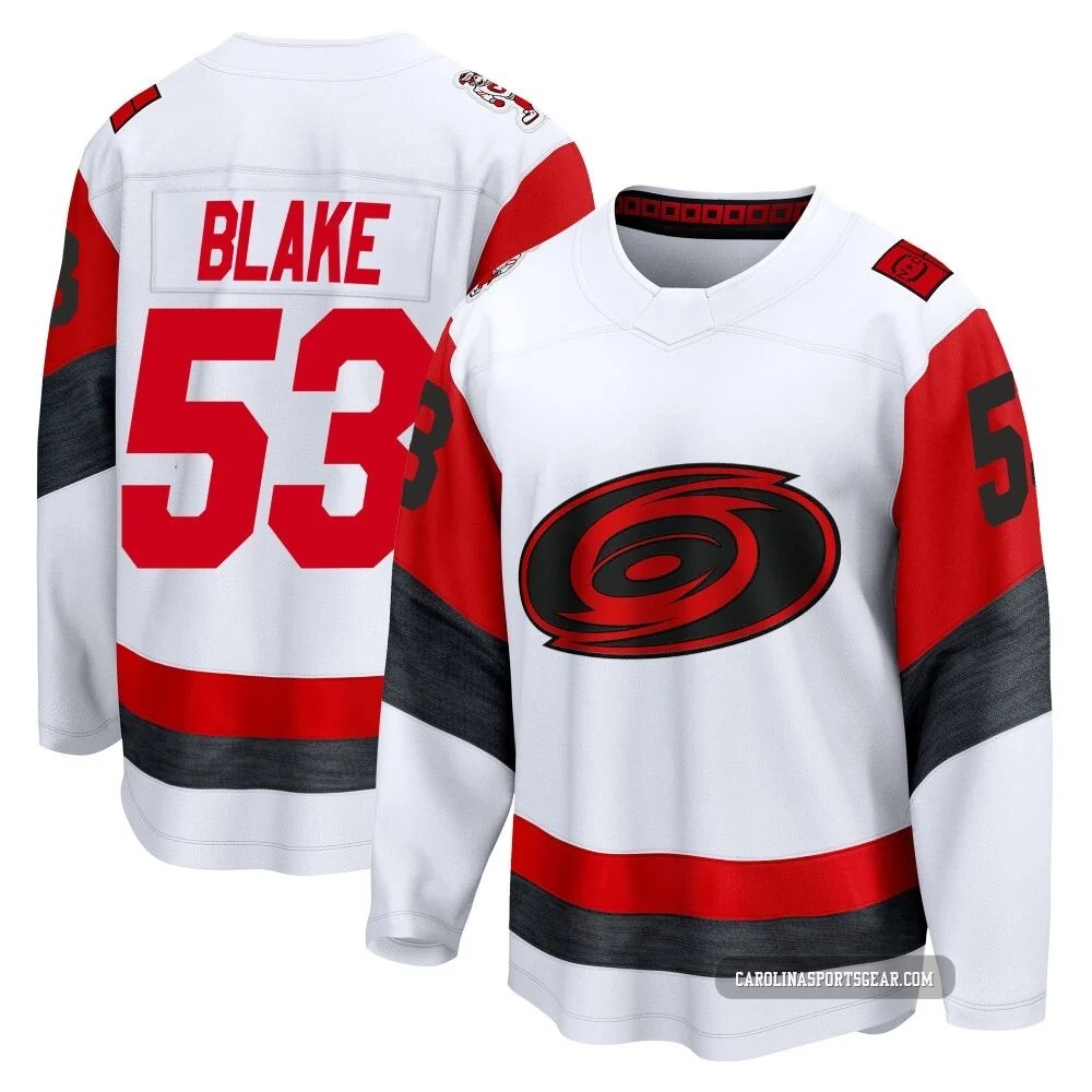Youth Jackson Blake ＃53 White Carolina Hurricanes Breakaway Away 2025 Jersey