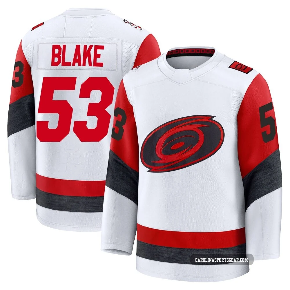 Youth Jackson Blake ＃53 White Carolina Hurricanes Premium Away 2025 Jersey