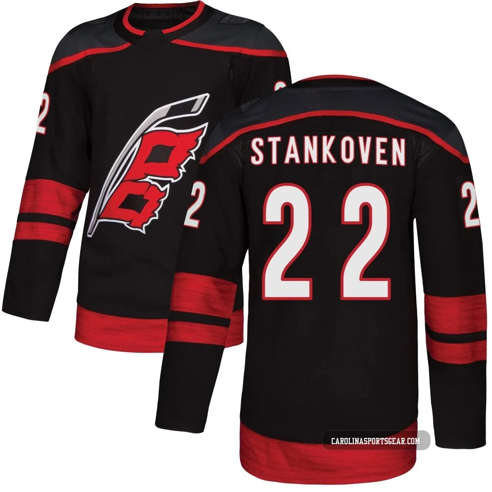 Youth Logan Stankoven ＃22 Authentic Black Carolina Hurricanes Alternate Jersey