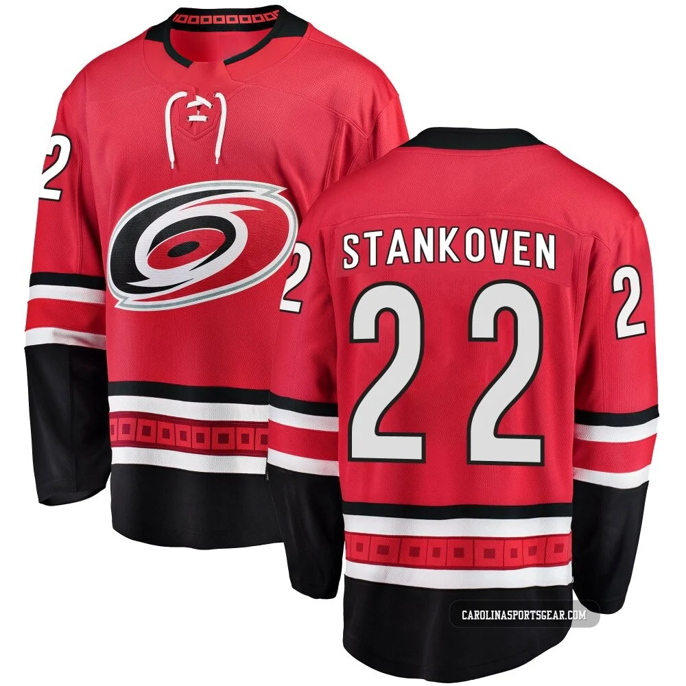 Youth Logan Stankoven ＃22 Red Carolina Hurricanes Breakaway Home Jersey