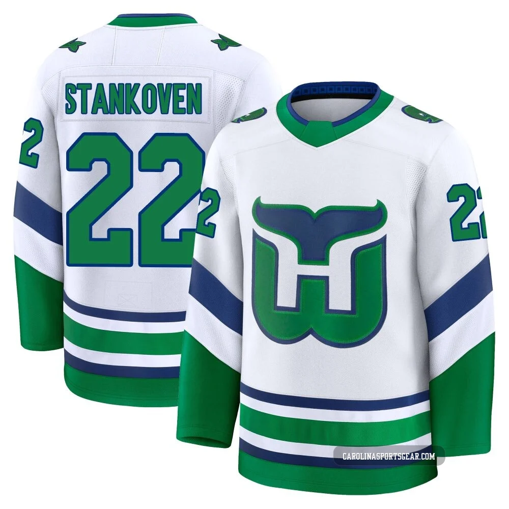 Youth Logan Stankoven ＃22 White Carolina Hurricanes Premium Throwback Jersey